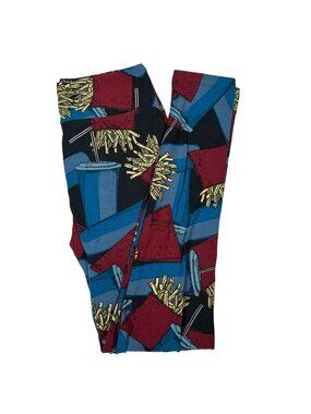 LuLaRoe Unicorn RARE French Fries and Soda Cups Black LLR Leggings One Size OS